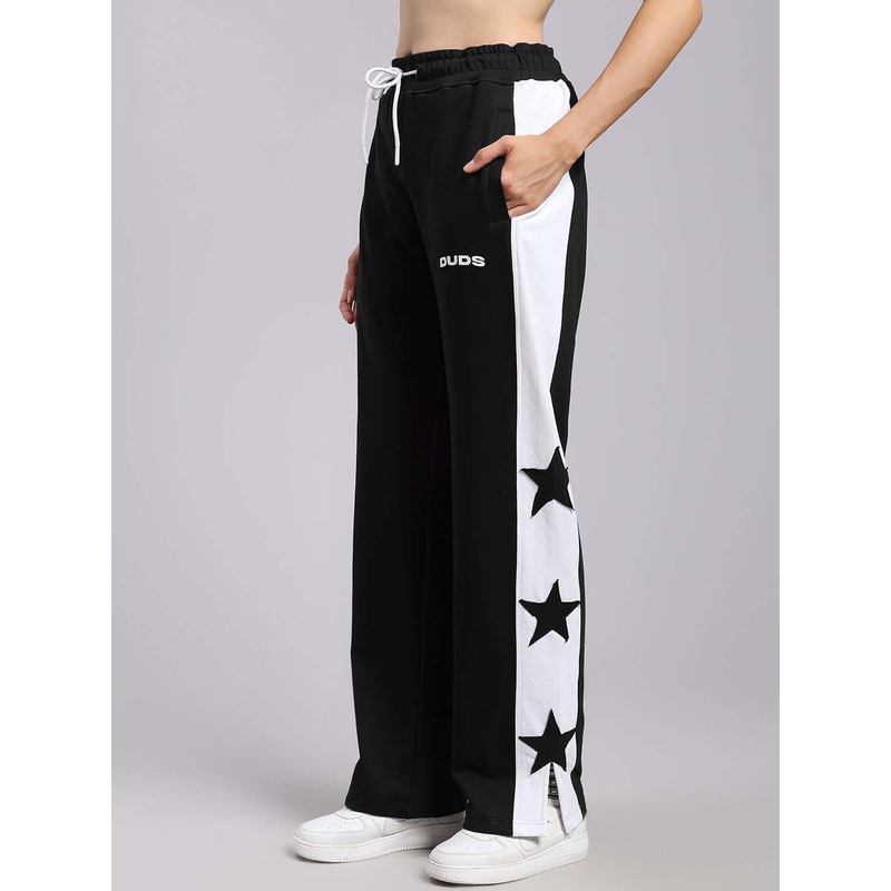 WOMENS BROX STAR RELAXED FIT JOGGERS BLACK-WHITE XS