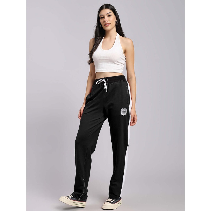 WOMENS ELEGANT RELAXED-FIT JOGGERS BLACK XS