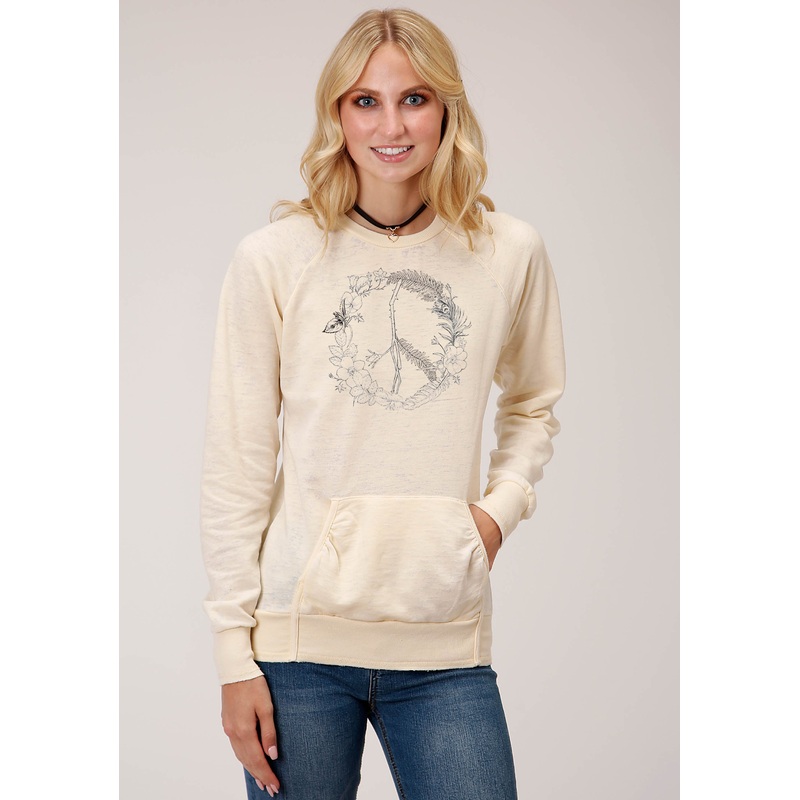 Womens Long Sleeve Knit Floral Wreath Screen Print Sweatshirt S