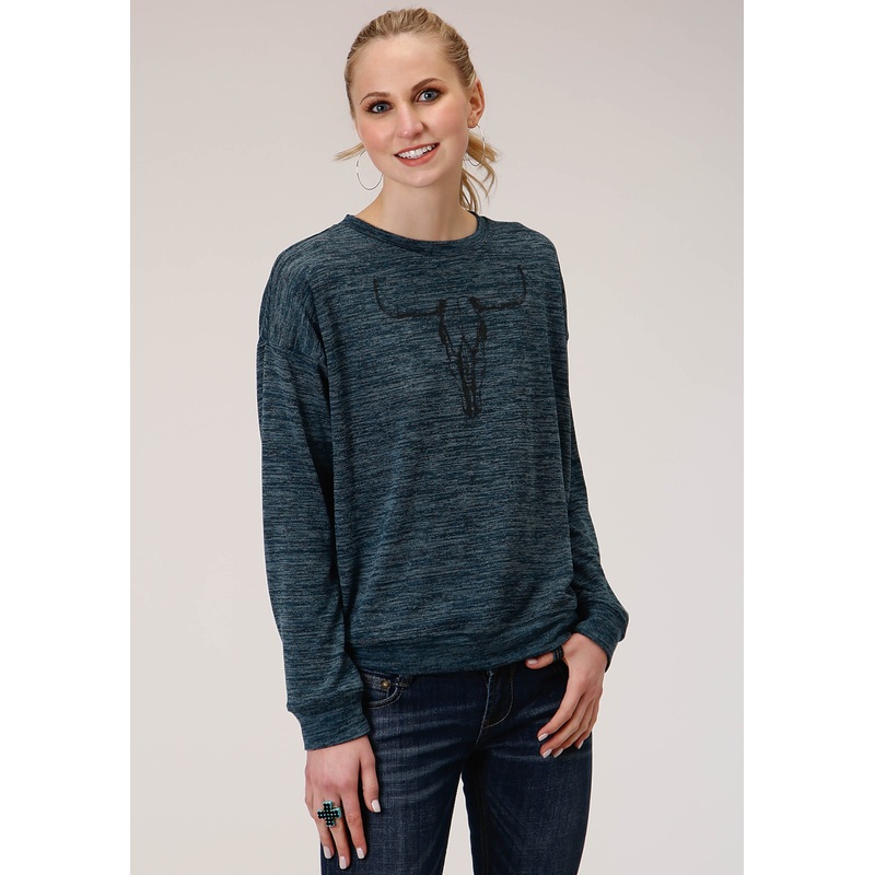 Womens Long Sleeve Knit Poly Cotton Sweater Knit Top Top XS