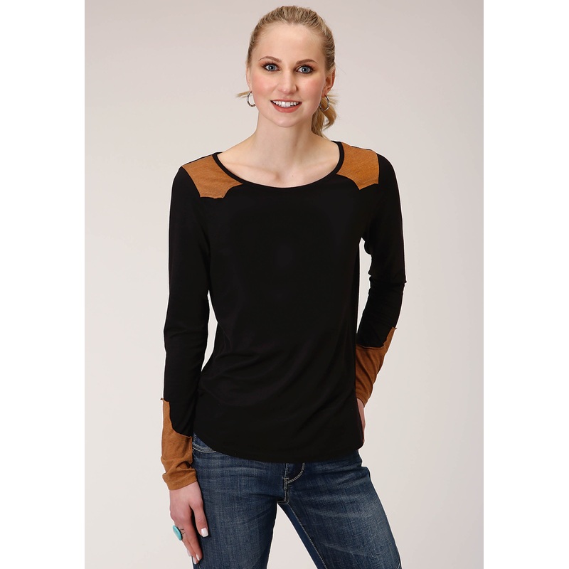 Womens Long Sleeve Knit Poly Rayon Long Sleeve  Scoop Neck  Top XS