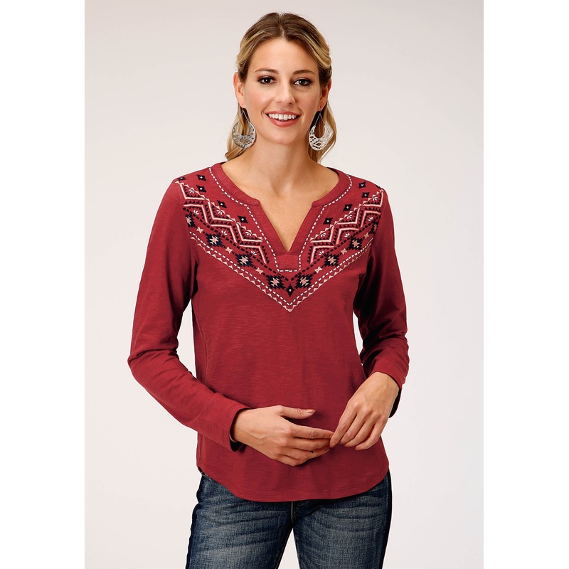 Womens Long Sleeve Knit Rust Slub Jersey Shirt Top XS