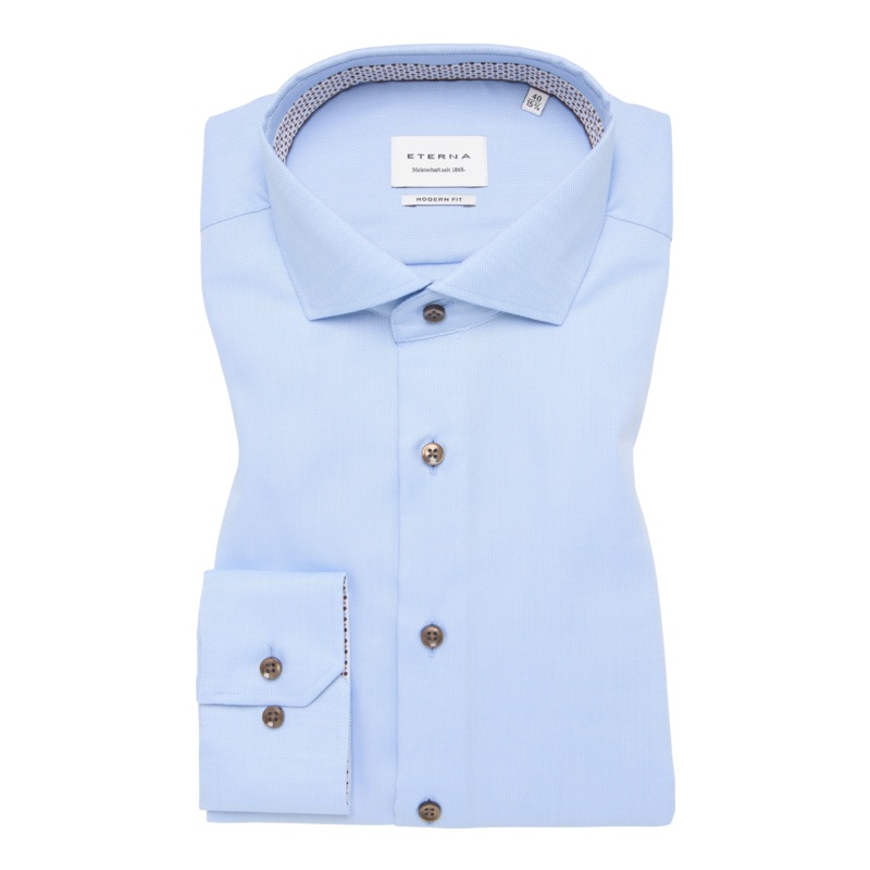 Eterna Modern Fit Textured Shirt Blue 15.5