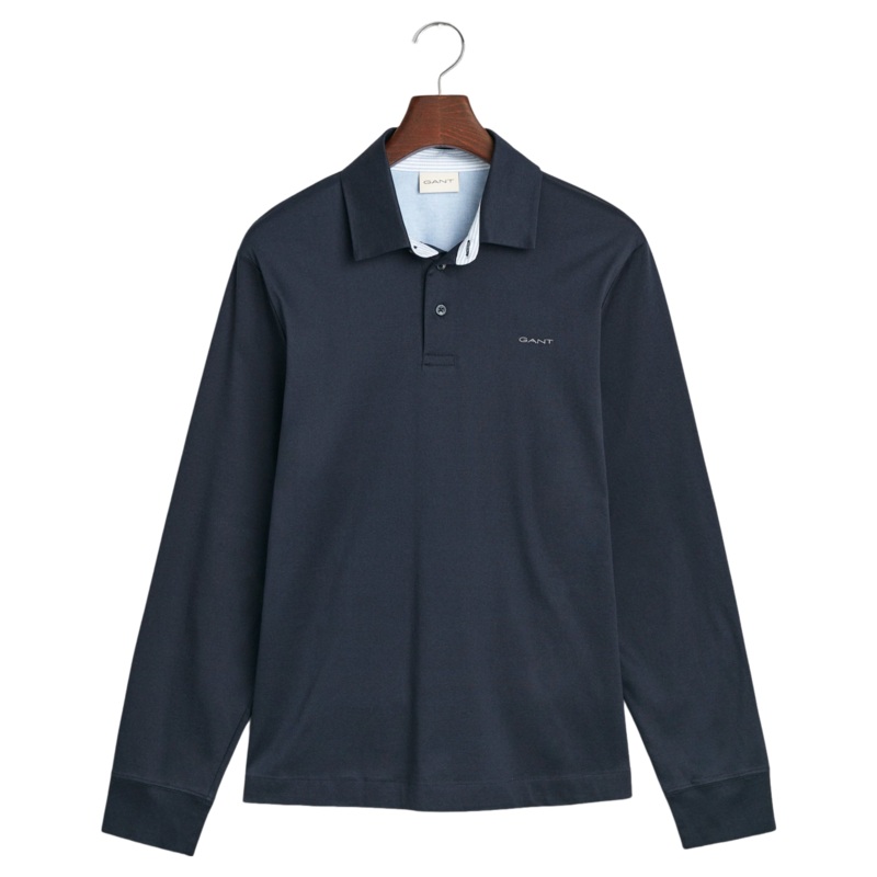 GANT Mercerized Long Sleeve Jersey Rugger Evening Blue Medium