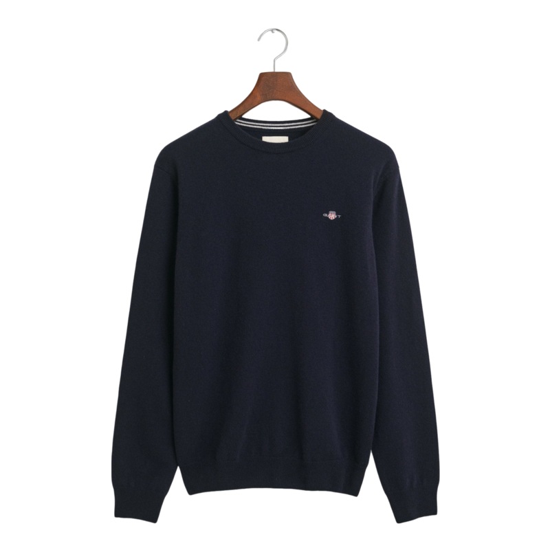 GANT Superfine Lambswool Crew Neck Jumper Marine Medium