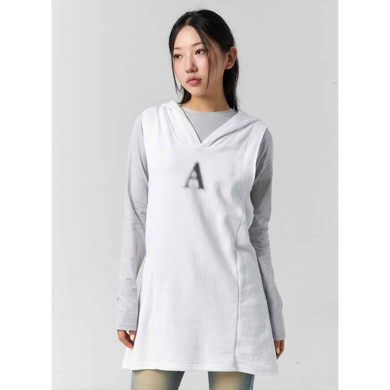 Graphic Sleeveless Long Hoodie CS302 White M/L