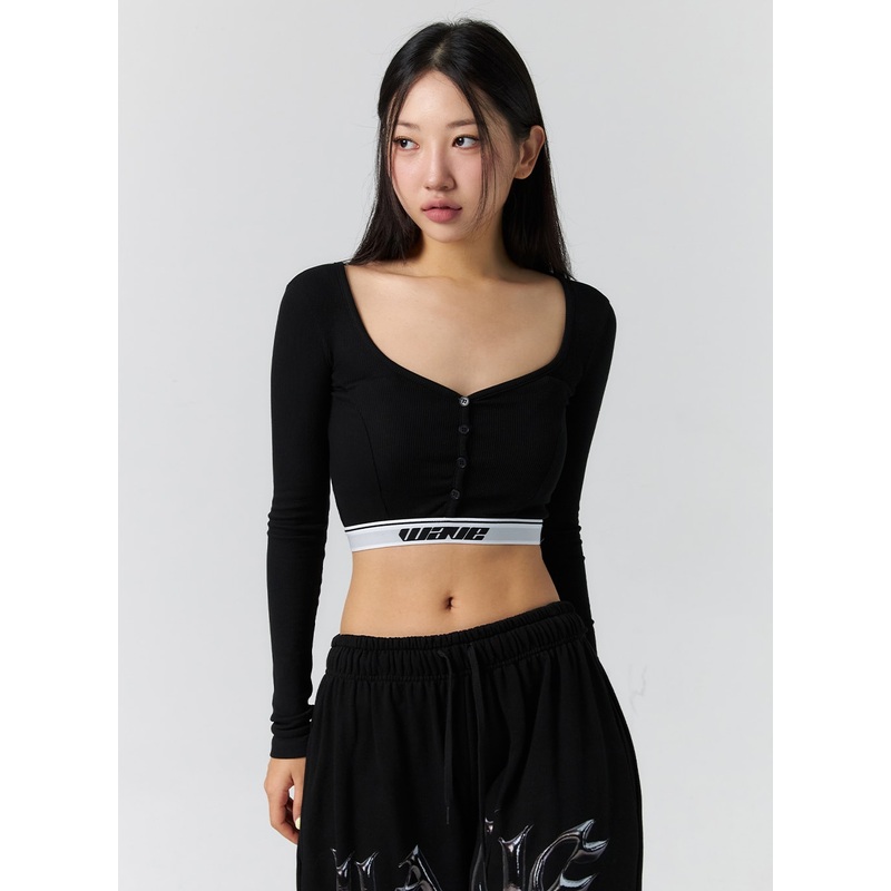 Heart Neck Crop Top CS302 Gray S/M