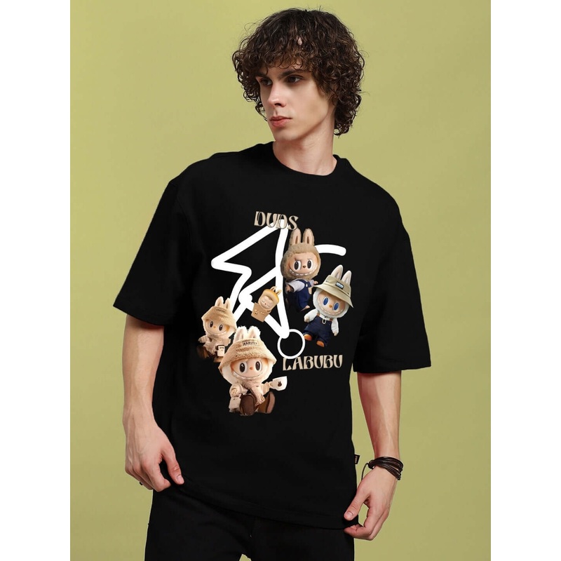 LABUBU GANG PRINTED OVERSIZED T-SHIRT BLACK XS