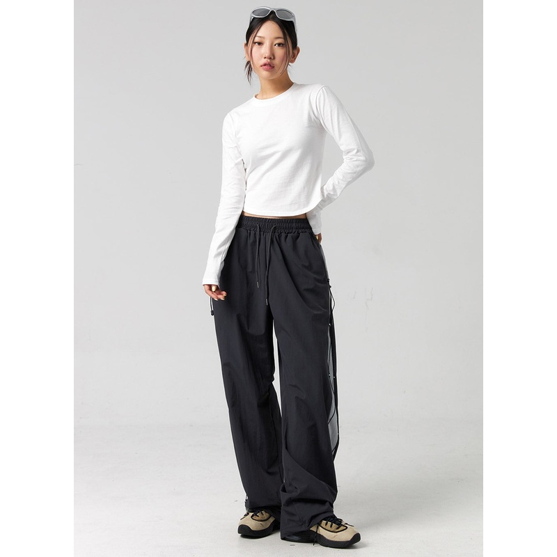 Wide-Leg Nylon Pants CG325 White S/M