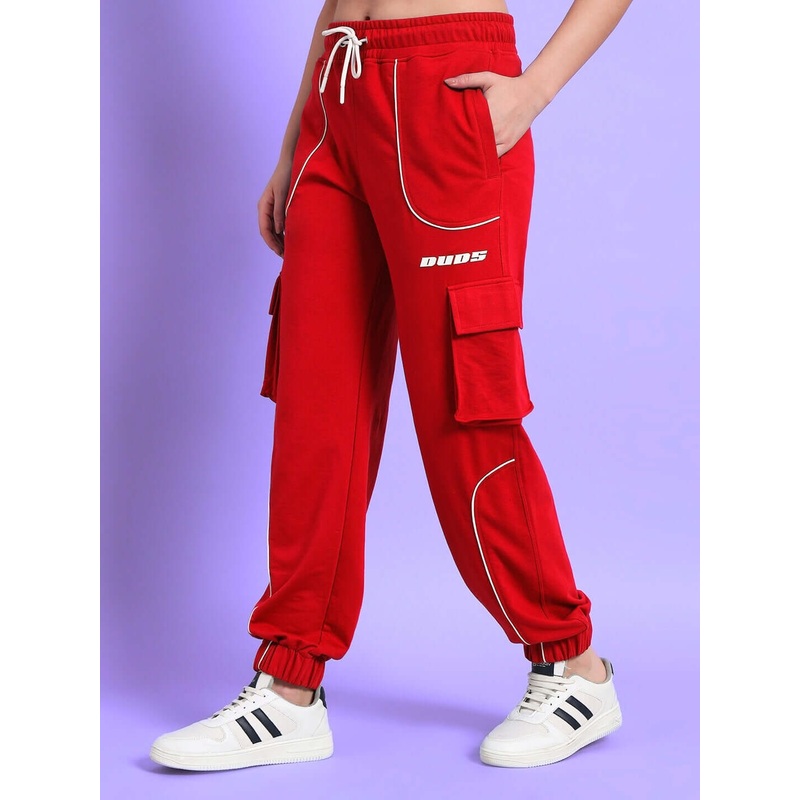WOMENS DEVENO RELAXED-FIT JOGGERS RED XS