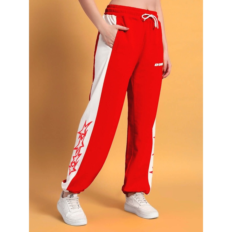 WOMENS FLASH RELAXED FIT JOGGERS RED-WHITE XS