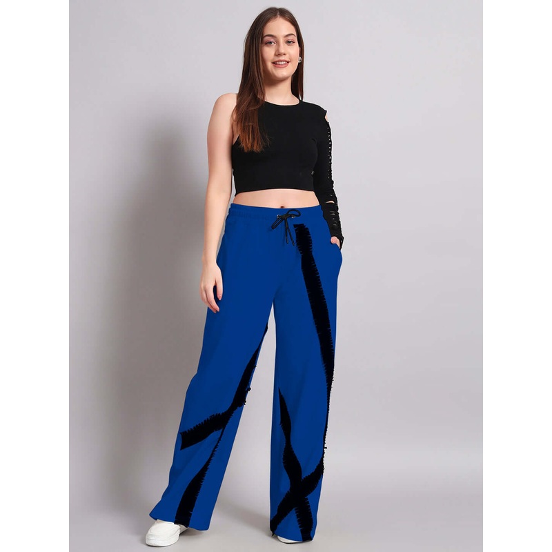 WOMENS FRAYED TEXTURED STRIPES CO-ORD SET BLACK BLUE XS