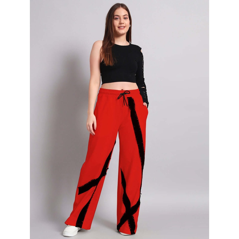 WOMENS FRAYED TEXTURED STRIPES CO-ORD SET BLACK RED XS