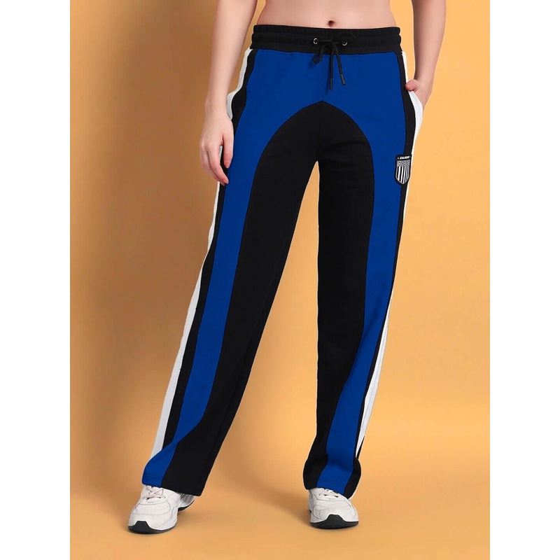 WOMENS JAMISON COLOR BLOCK RELAXED-FIT JOGGERS BLACK BLUE XS