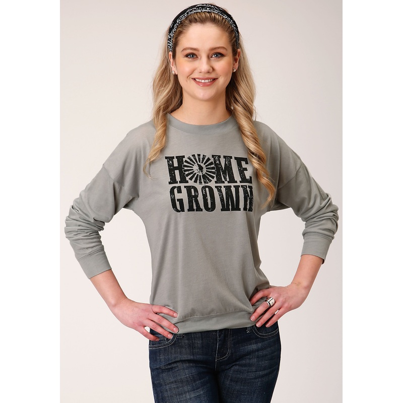 Womens Long Sleeve Knit Poly Rayon Jersey Long Sleeve  Boxy Fit T Top XS