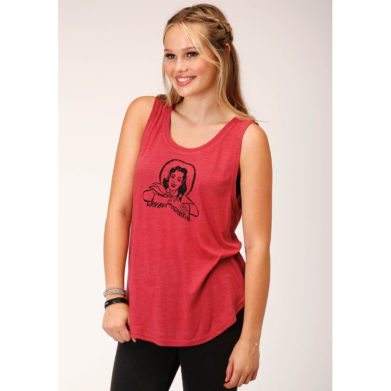 Womens Sleeveless Knit Poly Rayon Red Sleeveless Tee Top XS