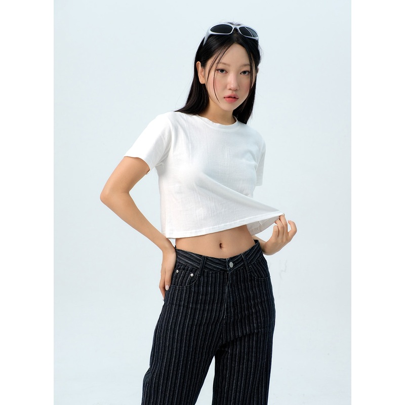 Basic Cotton Crop Tee IG313 White S/M
