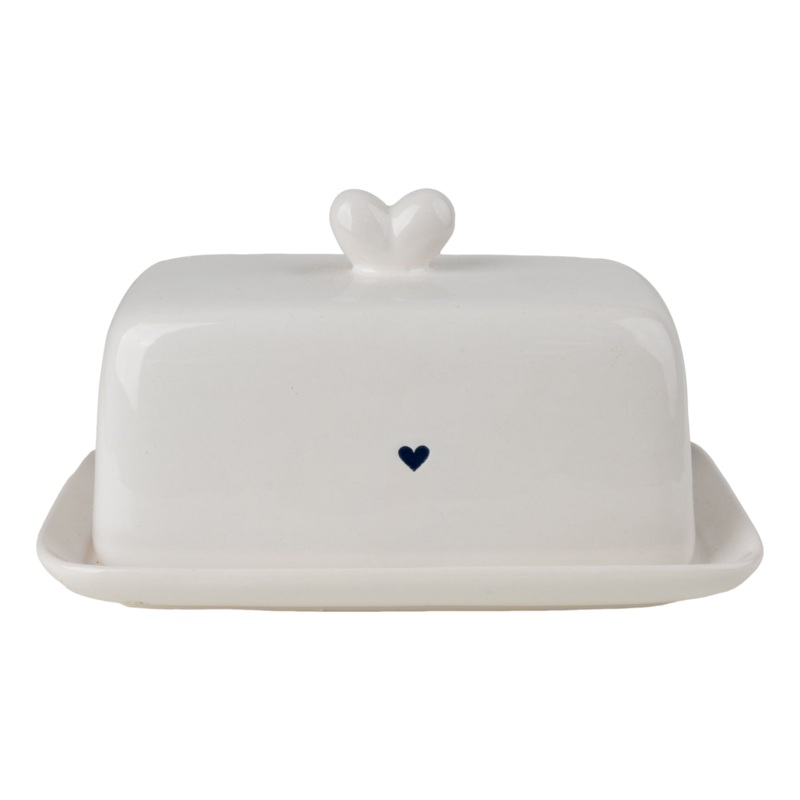 Candlelight Butter Dish – Hearts White One Size