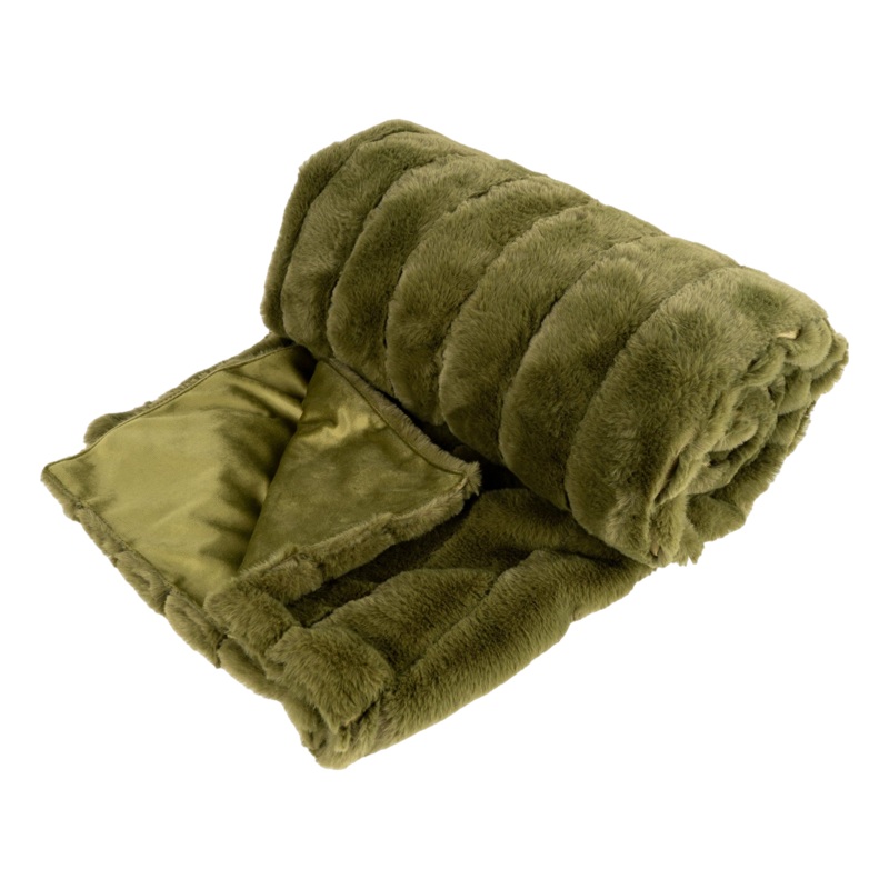 Candlelight Faux Fur Throw Olive Green One Size