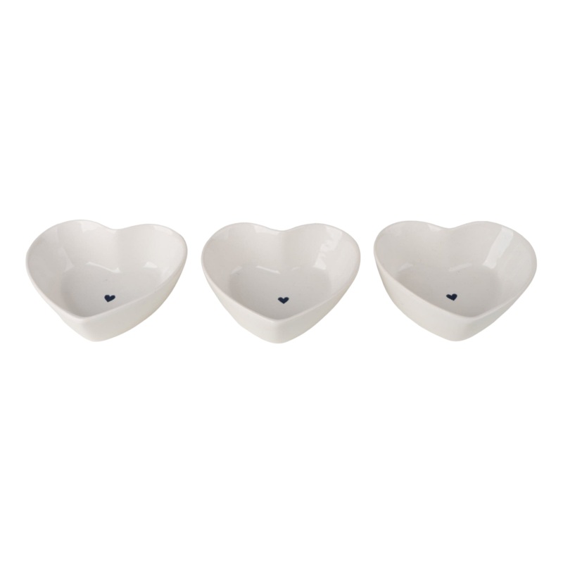 Candlelight Nibble Bowls – Set Of 3 – Hearts White One Size