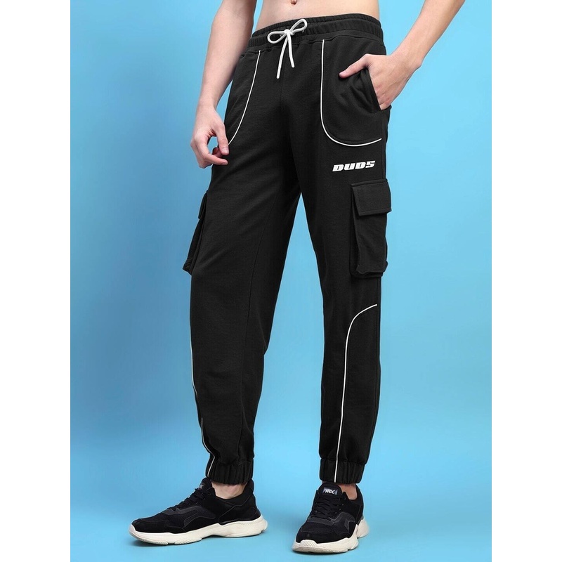 DEVENO RELAXED-FIT JOGGERS BLACK XS