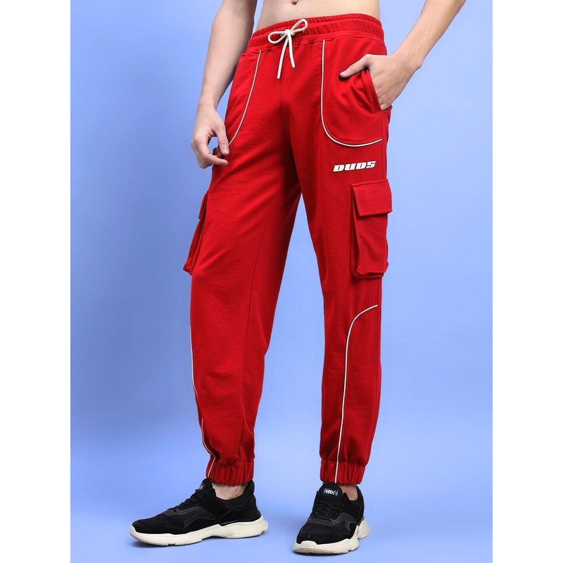 DEVENO RELAXED-FIT JOGGERS RED XS