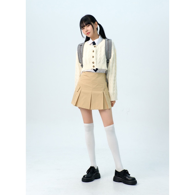 Double Pocket Pleated Mini Skirt IG312 White S