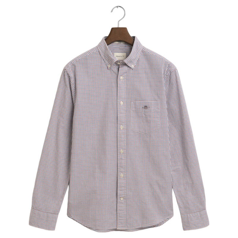GANT Regular Fit Micro Checked Classic Poplin Shirt Plumped Red Small