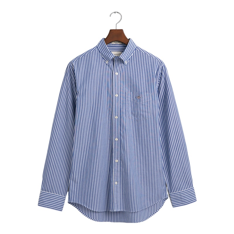 GANT Regular Fit Striped Poplin Shirt College Blue Small