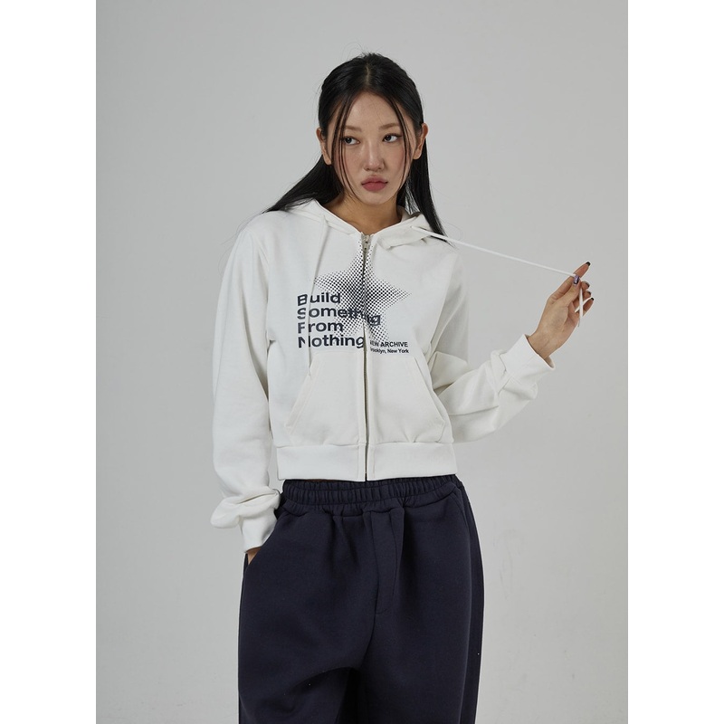 Graphic Zipper Hoodie CD27 White S/M