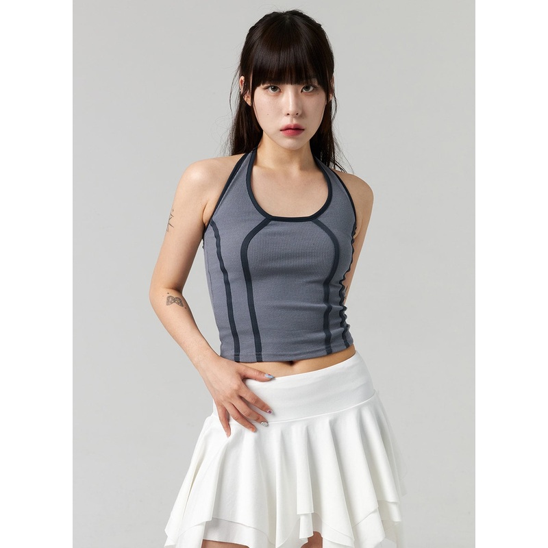 Halter Neck Stripe Top CL324 White S/M