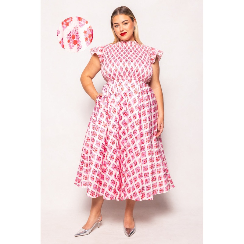 Kylie Dress in Rouge Lattice Floral XX Small