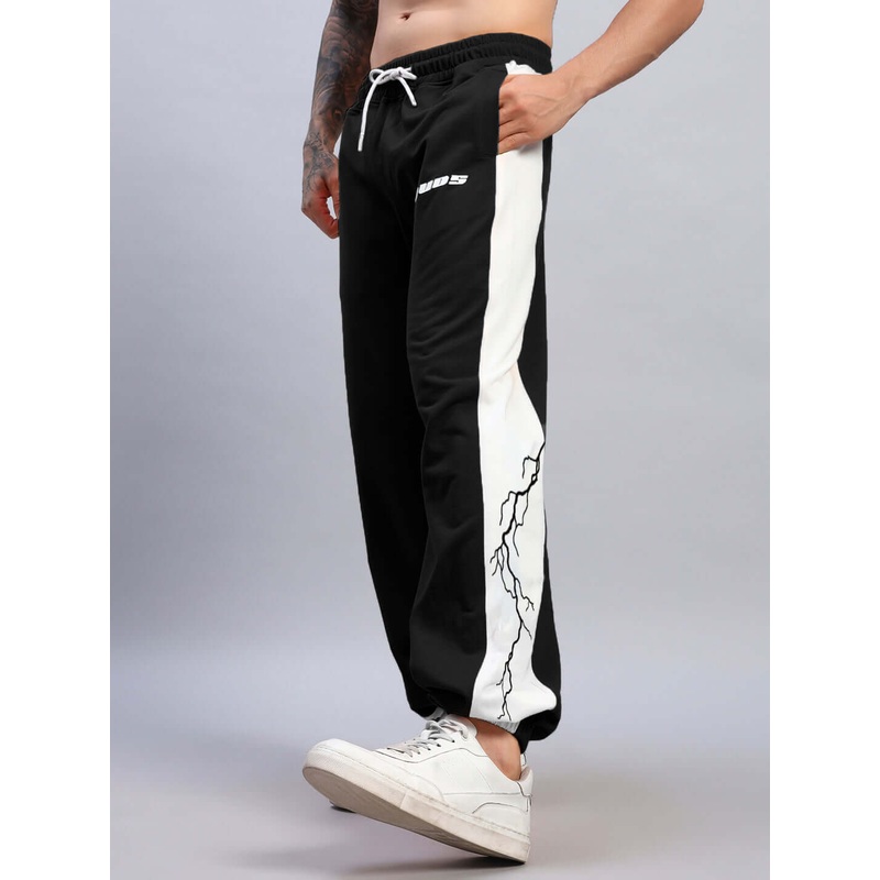 LIGHTNING BOLT RELAXED FIT JOGGERS BLACK-WHITE XS