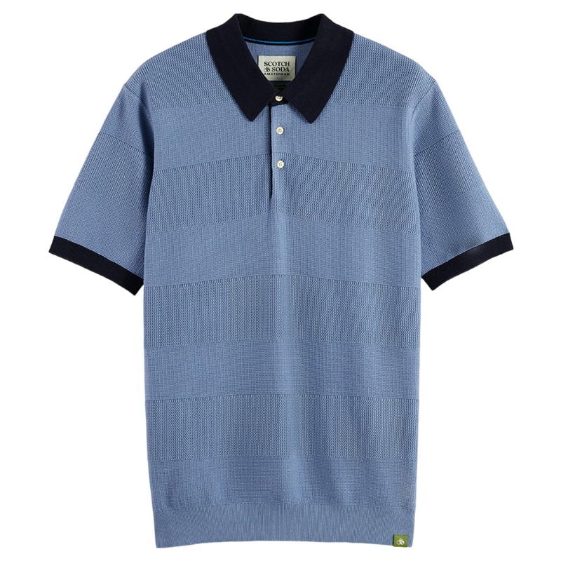 Scotch & Soda Knitted Polo Faded Denim Medium