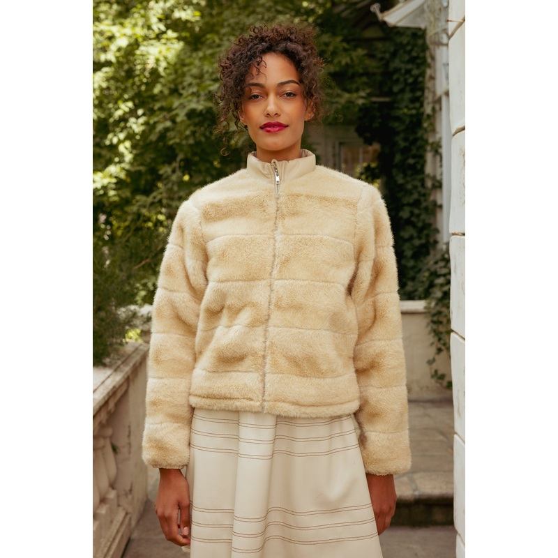 Brianna Jacket in Cream Fur XXS