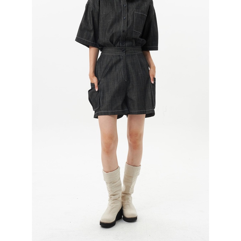 Cargo Denim Shorts OU326 Dark blue S/M