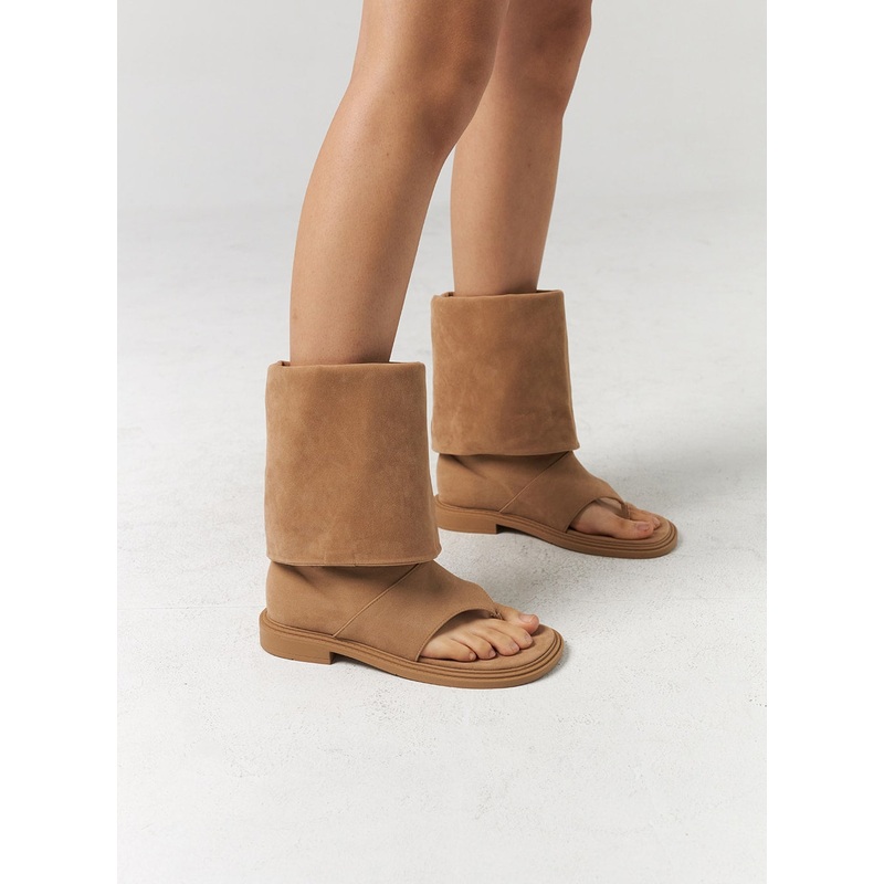 Cut Out Toe Mid-Calf Boots CL310 Beige 225