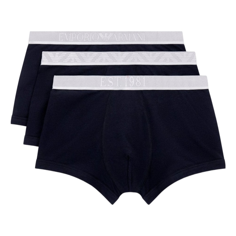 Emporio Armani 3 Pack Boxer Briefs with Bold Monogram Logo Black/Black/Black Small