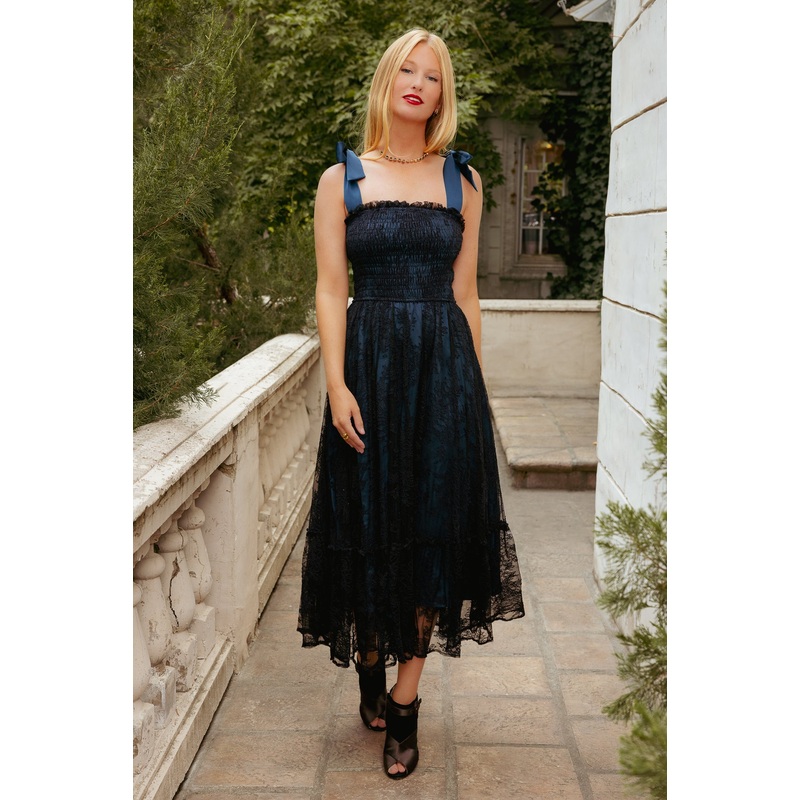Isadora Dress in Navy & Black XXS
