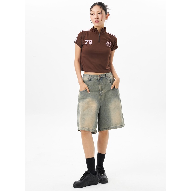 Low Rise Denim Bermuda Pants CU316 Blue S