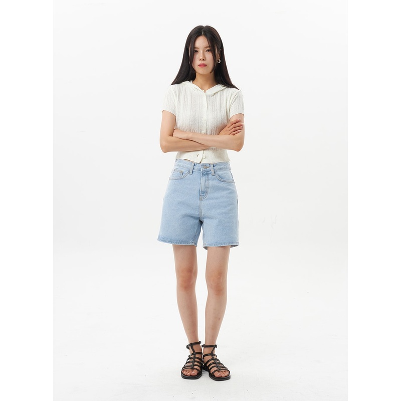 Mid-Rise Denim Shorts OU328 Light blue S