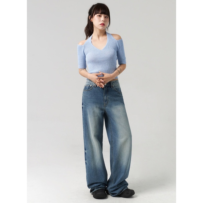 Mid-Wash Baggy Jeans CL312 Blue S