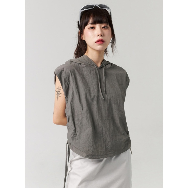 Nylon Vest Hoodie CL312 Dark gray M/L