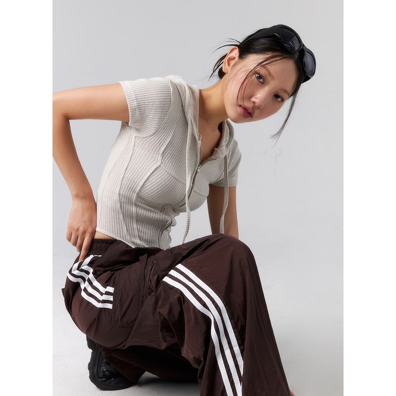 Ribbed Zip-Up Hoodie CL318 White S/M