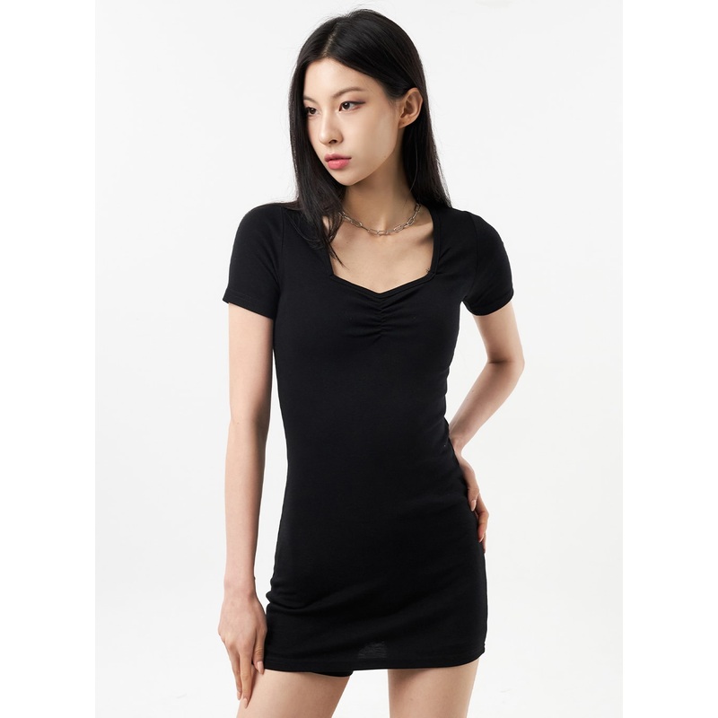 Short Sleeve Mini Dress CU309 Beige S/M