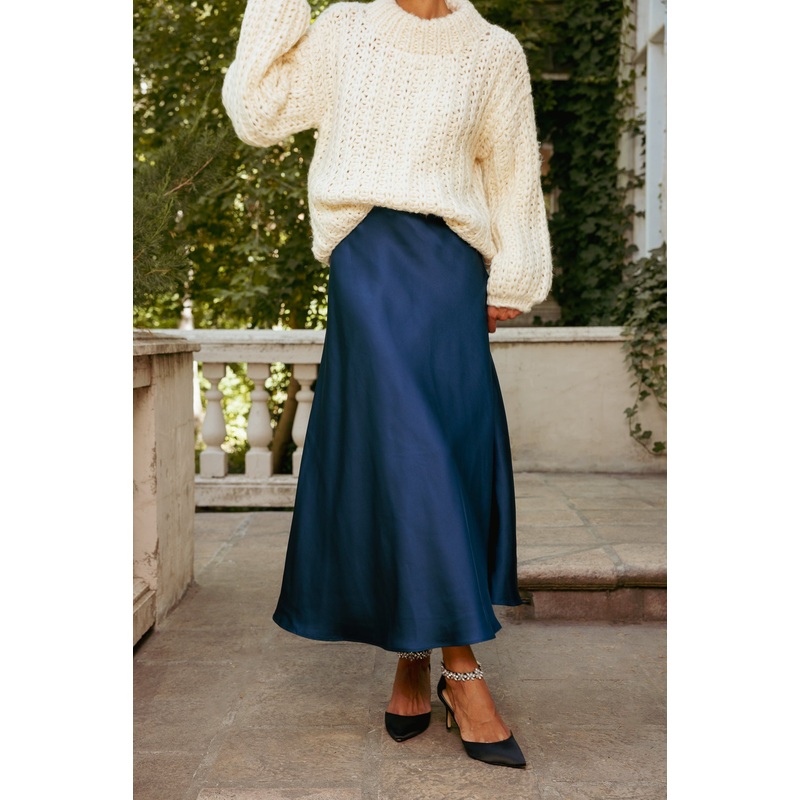 Tiff Skirt in Navy Satin XXS