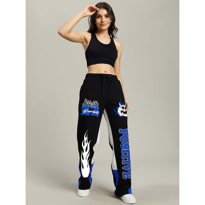 WOMEN FEARLESS POSITIVE RELAXED FIT JOGGERS BLACK BLUE XS