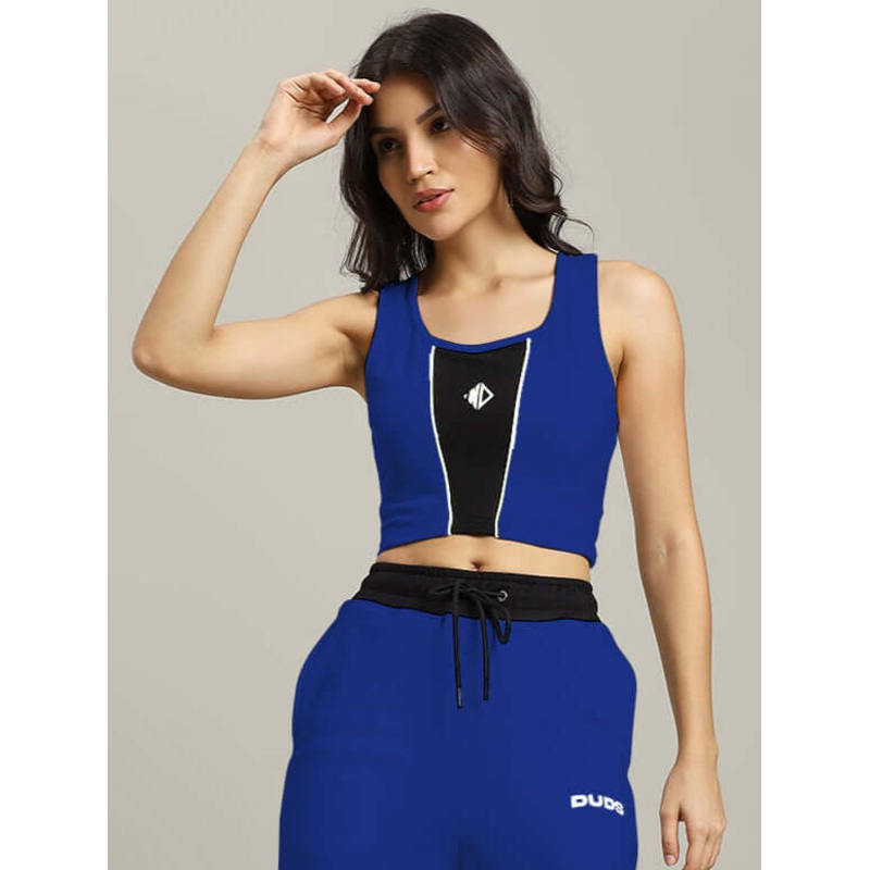 WOMEN LARISSA CROP-TOP ROYAL BLUE-BLACK XS