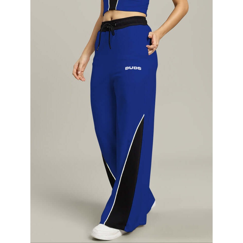 WOMENS LARISSA WIDE ANKLE RELAXED FIT JOGGERS RBLUE BLACK XS