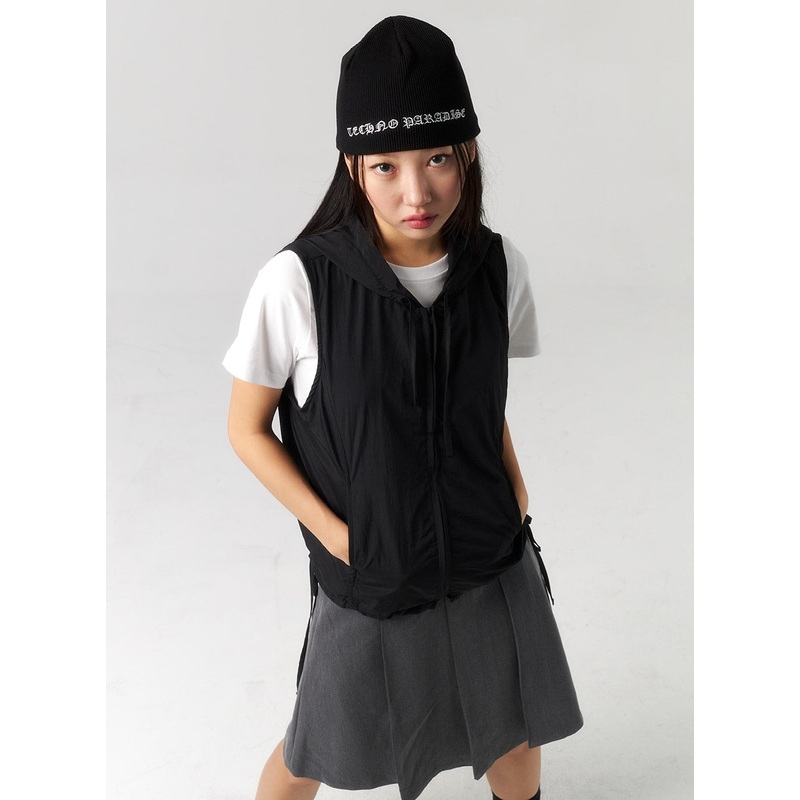 Zip-Up Vest Hoodie CU328 White S/M